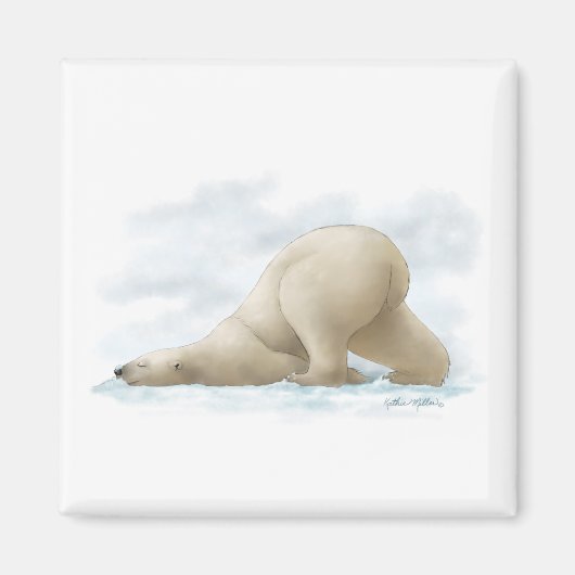 Süßer Eisbär-Cartoon im Schnee Magnet (Vorne)