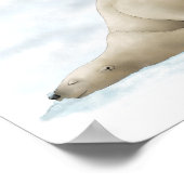 Süßer Eisbär-Cartoon im Schnee Poster (Ecke)