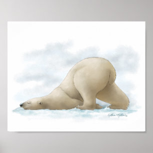 Süßer Eisbär-Cartoon im Schnee Poster