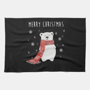 Süßer Eisbär Frohe Weihnachten Xmas Geschirrtuch