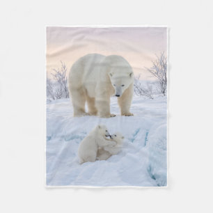 Süßer Eisbär mit Jungen in Schneefleece-Decke Fleecedecke