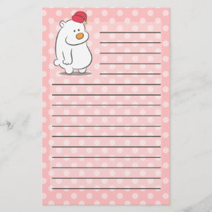 Süßer Eisbär mit Punkten Muster Hintergrund Briefpapier