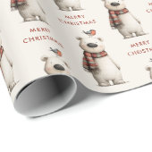 Süßer Eisbär Robin Muster Frohe Weihnachten Geschenkpapier (Rolleneckpunkt)