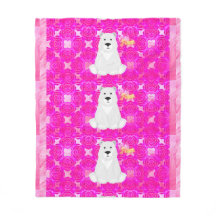 Süßer Eisbär Rosa Blumen Fleece-Decke