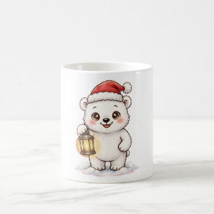 Süßer Eisbär-Santa-Laternen-Weihnachtsbecher Kaffeetasse