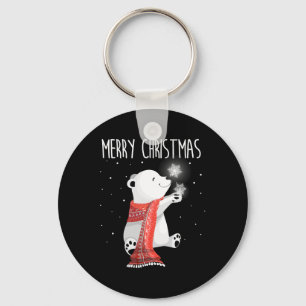 Süßer Eisbär Schal Frohe Weihnachten Xmas Feiertag Schlüsselanhänger