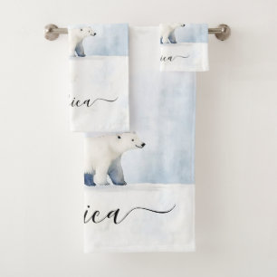 Süßer Eisbär Skriptname Badhandtuch Set