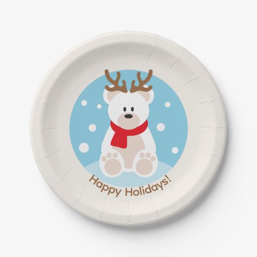 Süßer Eisbär Weihnachtsfeiertag Pappteller (Vorderseite)