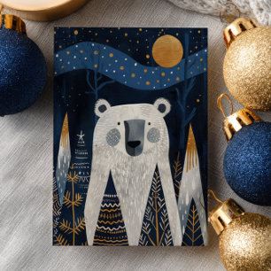 Süßer Eisbär Winterlandschaft Nordische Weihnachte Postkarte