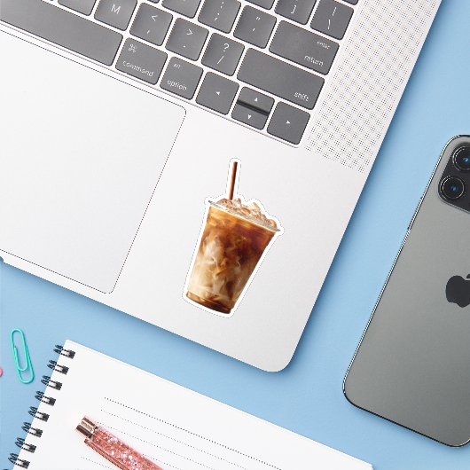 Süßer Eiscafé-Aesthetic-Aufkleber Aufkleber (Laptop mit iPhone)