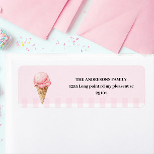 Süßer Eiscreme-Kegel Rosa Gingham Geburtstag