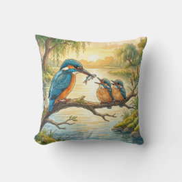 Süßer Eisvogel und Küken Fluss- und Seetiere  Kissen