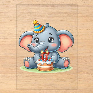 Süßer Elefant 11. Geburtstag Acryleinladungen
