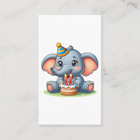 Süßer Elefant 11. Geburtstag Begleitkarte (Vorderseite)