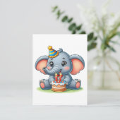 Süßer Elefant 11. Geburtstag Einladung (Stehend Vorderseite)