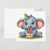 Süßer Elefant 11. Geburtstag Einladung (Vorne/Hinten)