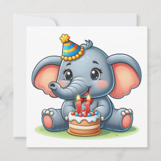 Süßer Elefant 11. Geburtstag Einladung