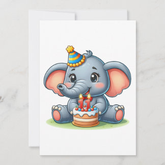 Süßer Elefant 11. Geburtstag Einladung