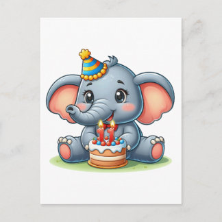 Süßer Elefant 11. Geburtstag Einladungspostkarte