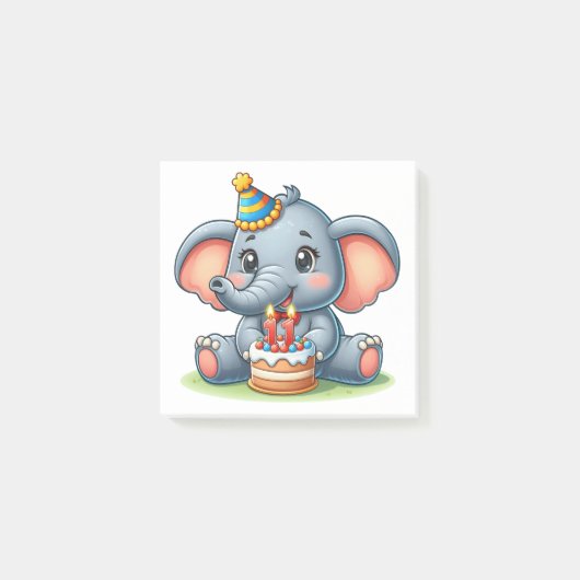 Süßer Elefant 11. Geburtstag Post-it Klebezettel (Vorderseite)