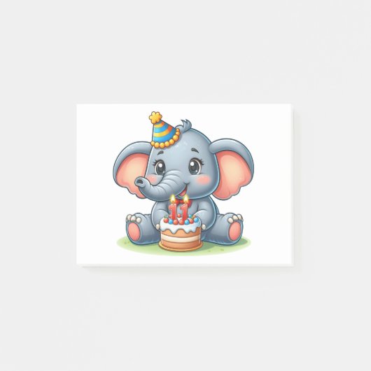 Süßer Elefant 11. Geburtstag Post-it Klebezettel (Vorderseite)