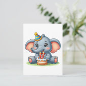 Süßer Elefant 11. Geburtstag Postkarte (Stehend Vorderseite)