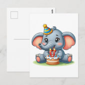 Süßer Elefant 11. Geburtstag Postkarte (Vorne/Hinten)