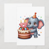 Süßer Elefant 12. Geburtstag Dankeskarte (Vorne/Hinten)