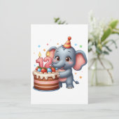 Süßer Elefant 12. Geburtstag Dankeskarte (Stehend Vorderseite)