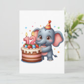 Süßer Elefant 12. Geburtstag Einladung (Stehend Vorderseite)