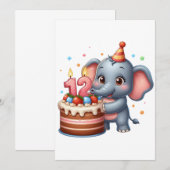Süßer Elefant 12. Geburtstag Einladung (Vorne/Hinten)
