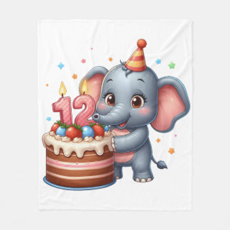 Süßer Elefant 12. Geburtstag Fleecedecke