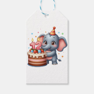 Süßer Elefant 12. Geburtstag Geschenkanhänger