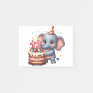 Süßer Elefant 12. Geburtstag Post-it Klebezettel