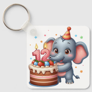 Süßer Elefant 12. Geburtstag Schlüsselanhänger