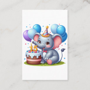 Süßer Elefant 15. Geburtstag Visitenkarte