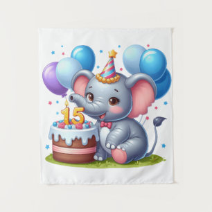 Süßer Elefant 15. Geburtstag Wandteppich