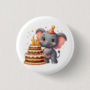 Süßer Elefant 16. Geburtstag Button