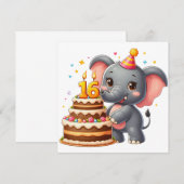Süßer Elefant 16. Geburtstag Einladung (Vorne/Hinten)