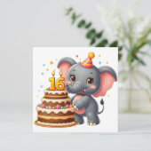 Süßer Elefant 16. Geburtstag Einladung (Stehend Vorderseite)