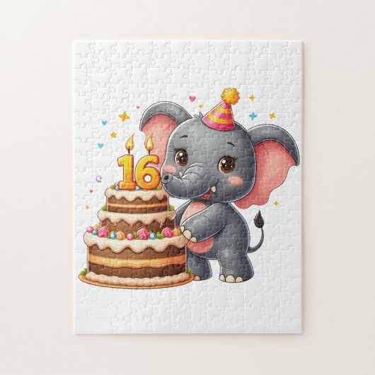 Süßer Elefant 16. Geburtstag Puzzle (Vertikal)