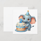 Süßer Elefant 2. Geburtstag Einladung (Vorne/Hinten)