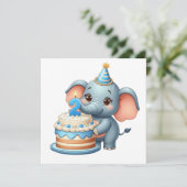 Süßer Elefant 2. Geburtstag Einladung (Stehend Vorderseite)