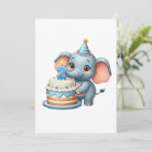 Süßer Elefant 2. Geburtstag Einladung (Stehend Vorderseite)
