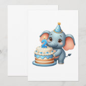 Süßer Elefant 2. Geburtstag Einladung (Vorne/Hinten)