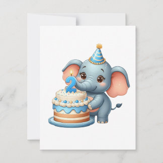 Süßer Elefant 2. Geburtstag Einladung
