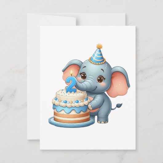 Süßer Elefant 2. Geburtstag Einladung (Vorderseite)