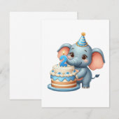 Süßer Elefant 2. Geburtstag Einladung (Vorne/Hinten)
