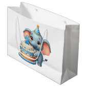 Süßer Elefant 2. Geburtstag Große Geschenktüte (Vorderseite Schrägansicht)