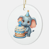 Süßer Elefant 2. Geburtstag Keramik Ornament (Links)
